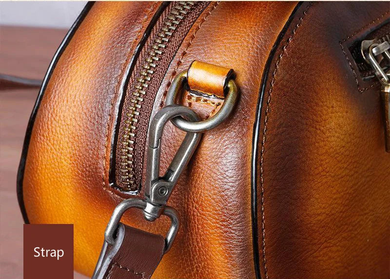 Socofy Genuine Leather Handbag For Women Retro Embossed Crossbody Bag Soft Cowhide Bags