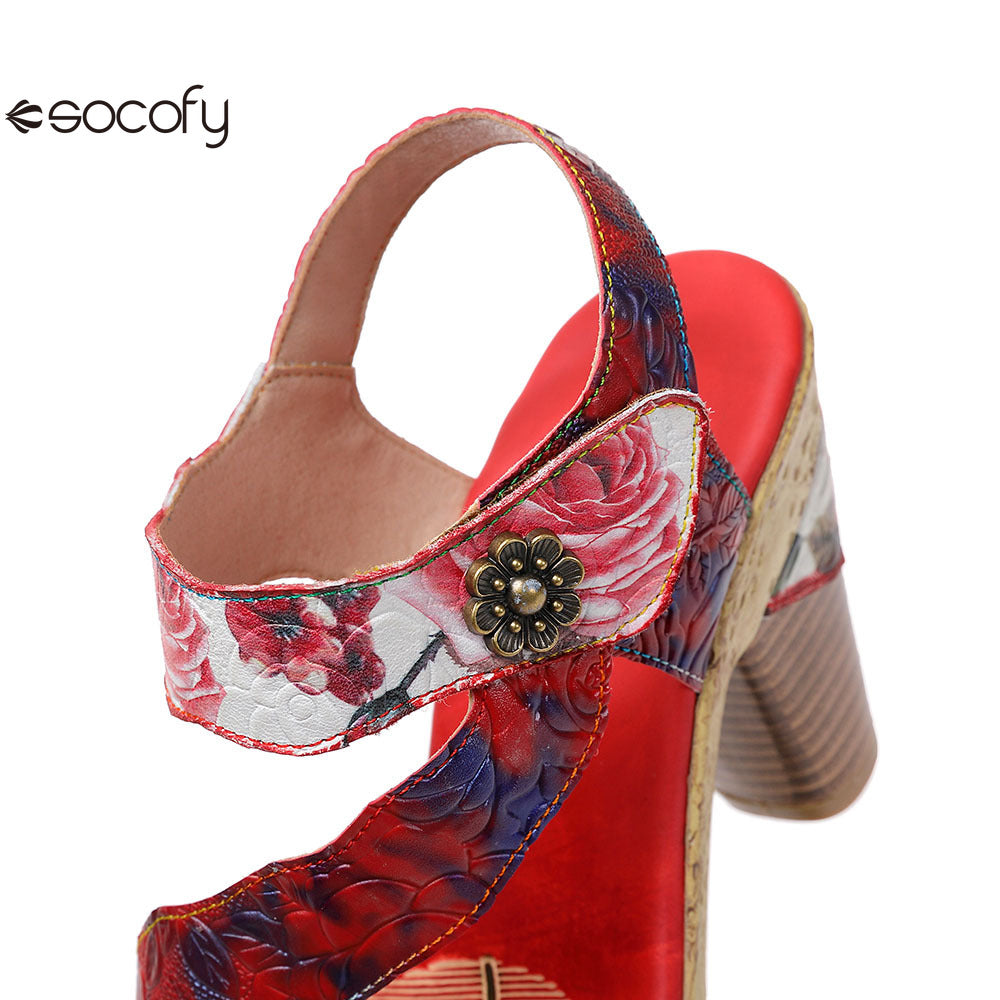 Socofy Vicconfy Vintage Rose Women's Shoes Sandals