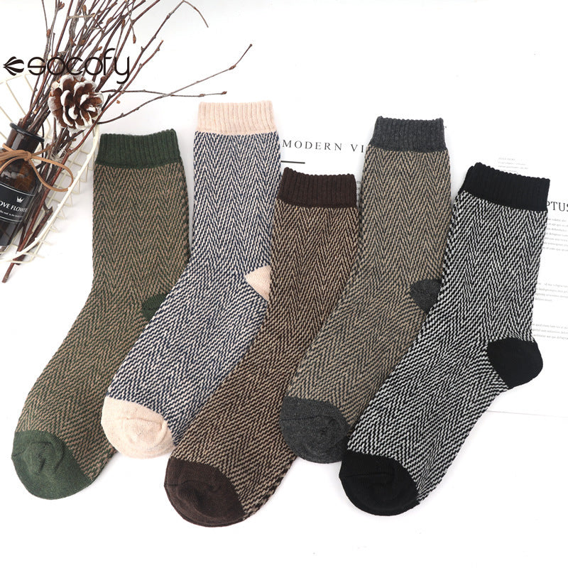 Socofy Vicconfy Thickened warm ethnic style retro wool socks