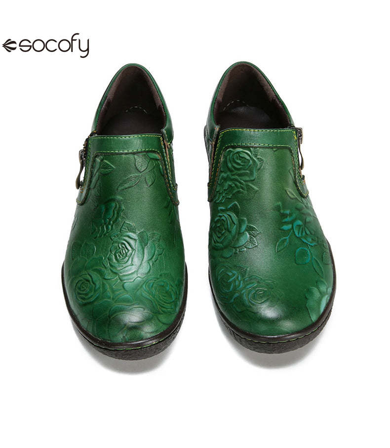 Socofy Vicconfy Handmade Cowhide Simple Women's Fashion Single Shoes Flats