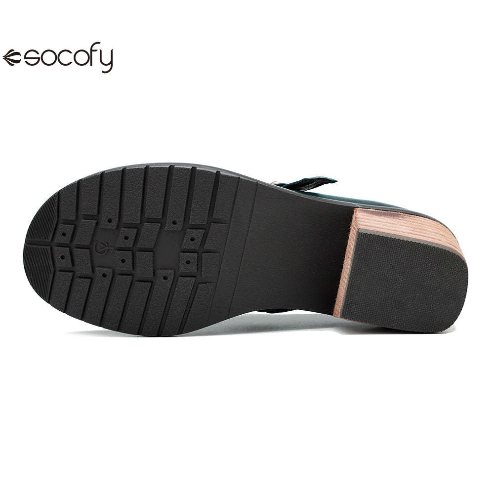 Socofy Genuine Leather Handmade Lace-Up hand-rubbed color Loafers