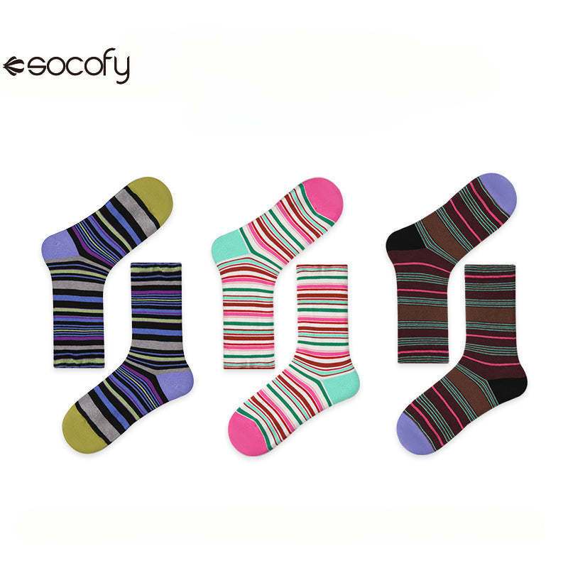 Socofy Vintage Style Mid-Calf Cotton Warm Socks 3 pairs