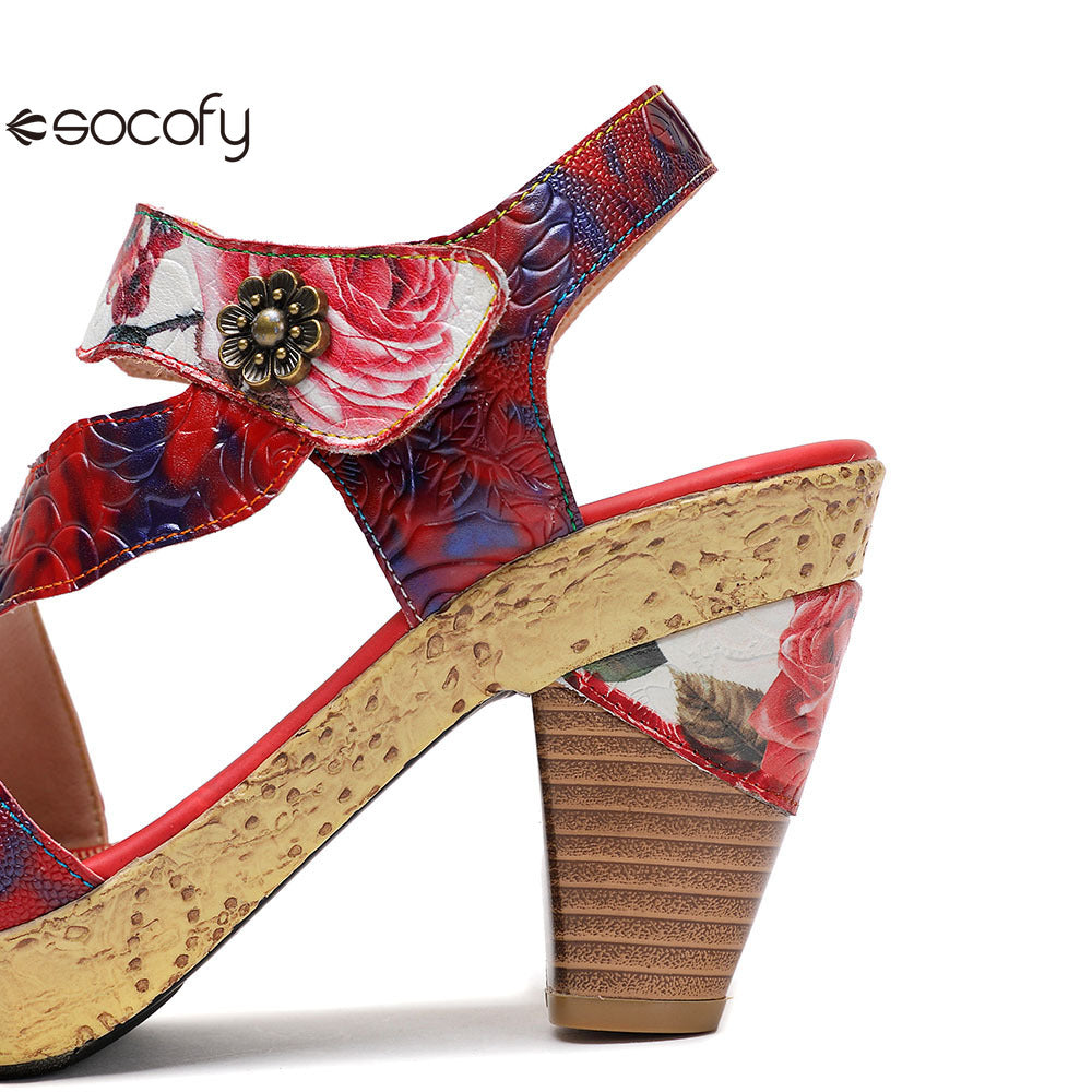 Socofy Vicconfy Vintage Rose Women's Shoes Sandals