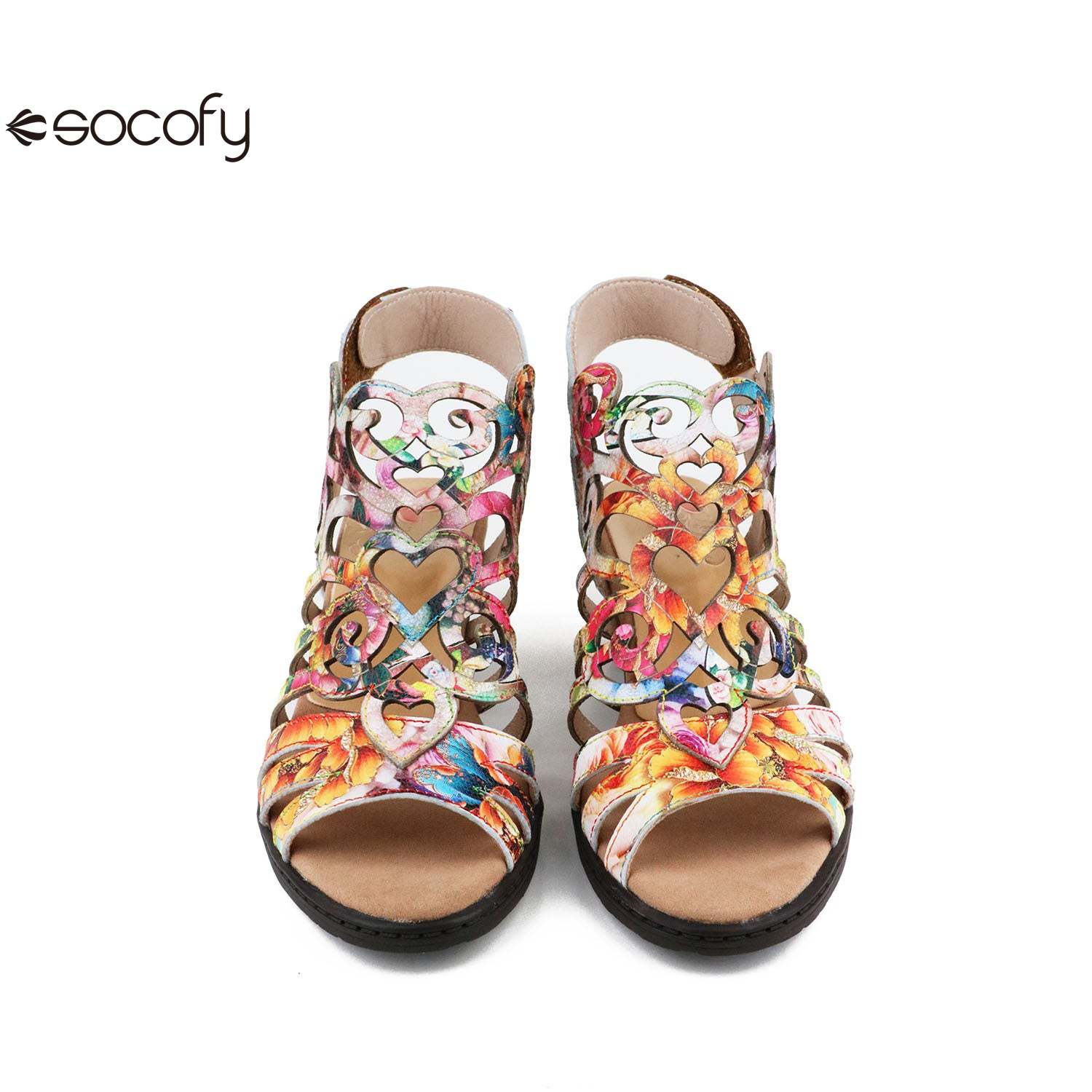 Socofy Vicconfy Summer Slim High Heel Sheepskin Women's Fashion Sandals