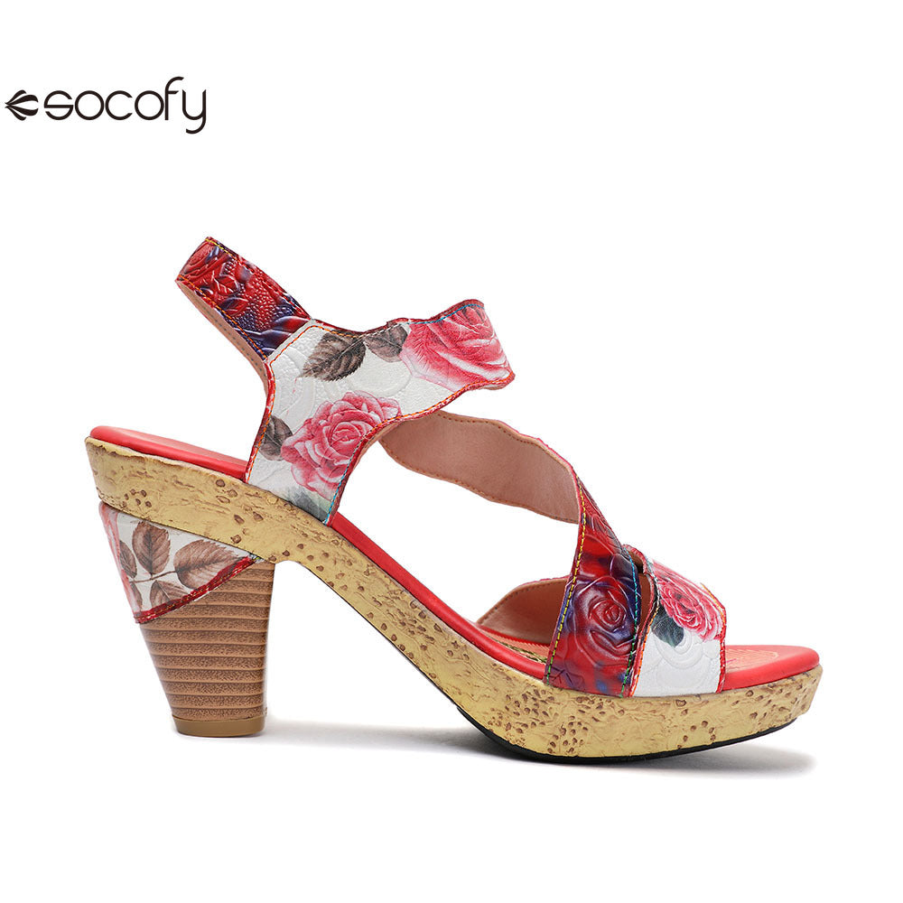 Socofy Vicconfy Vintage Rose Women's Shoes Sandals