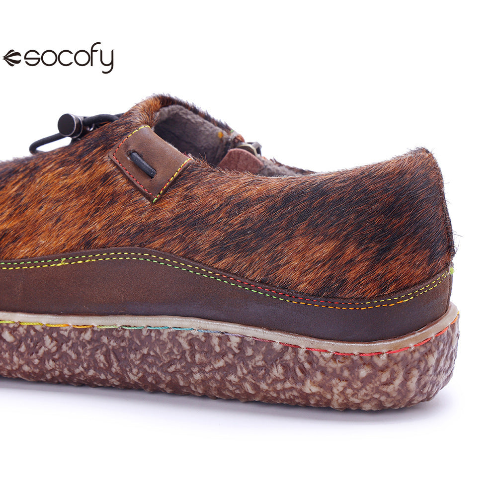 Socofy Vicconfy Genuine Leather Retro Comfort Casual Loafers