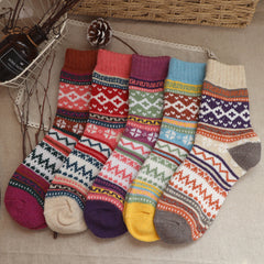 Socofy Vicconfy Thickened warm ethnic style retro wool socks