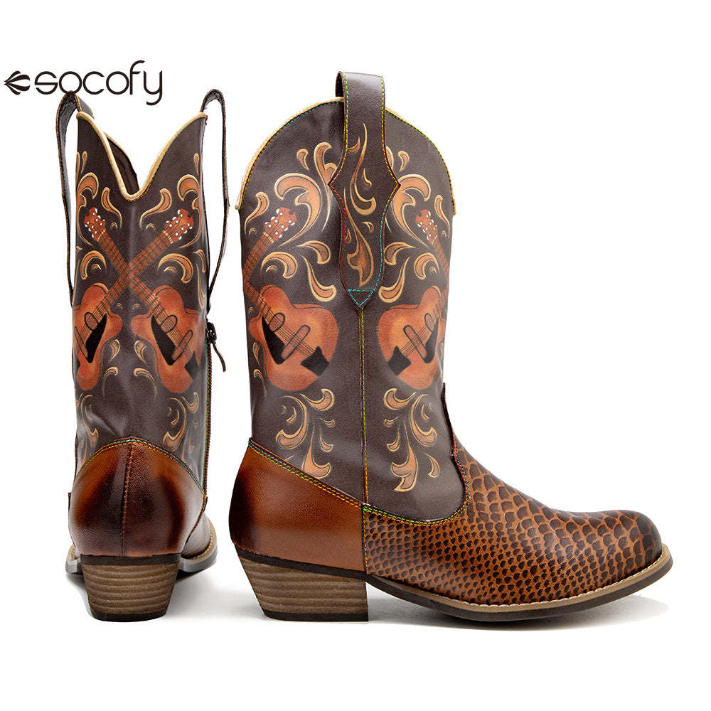 Socofy Autumn Winter Guitar Bass Instrument Women's Boots