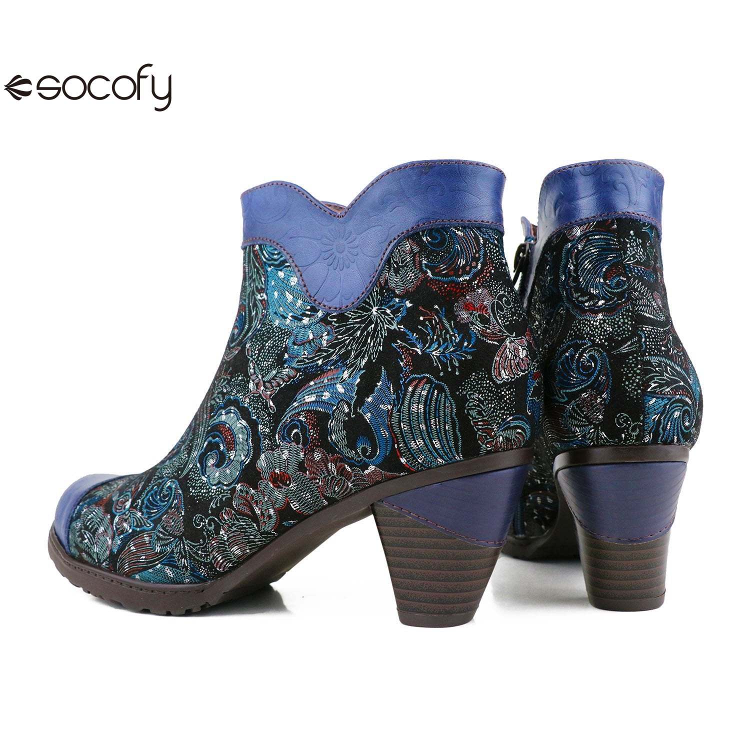 Socofy Winter blue heightening viscose low round toe warm women's boots