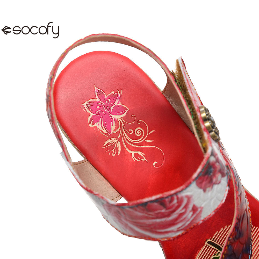 Socofy Vicconfy Vintage Rose Women's Shoes Sandals