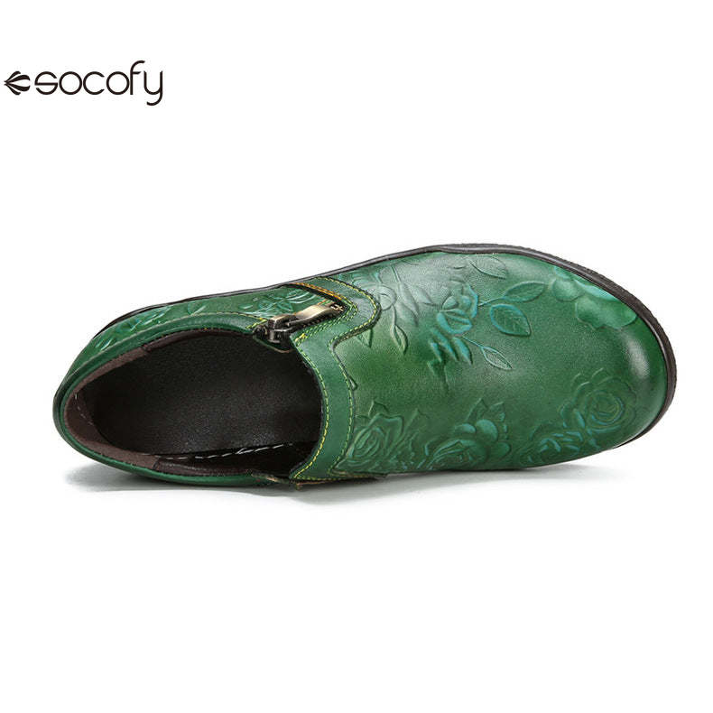 Socofy Vicconfy Handmade Cowhide Simple Women's Fashion Single Shoes Flats