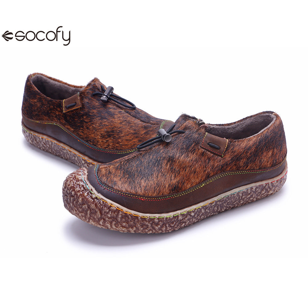 Socofy Vicconfy Genuine Leather Retro Comfort Casual Loafers