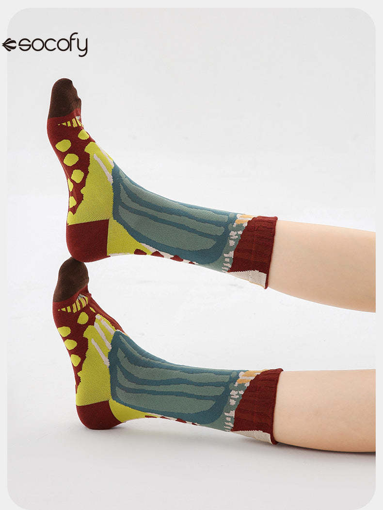 Socofy Vintage Style Mid-Calf Cotton Warm Socks 3 pairs