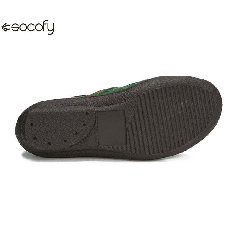 Socofy Vicconfy Handmade Cowhide Simple Women's Fashion Single Shoes Flats