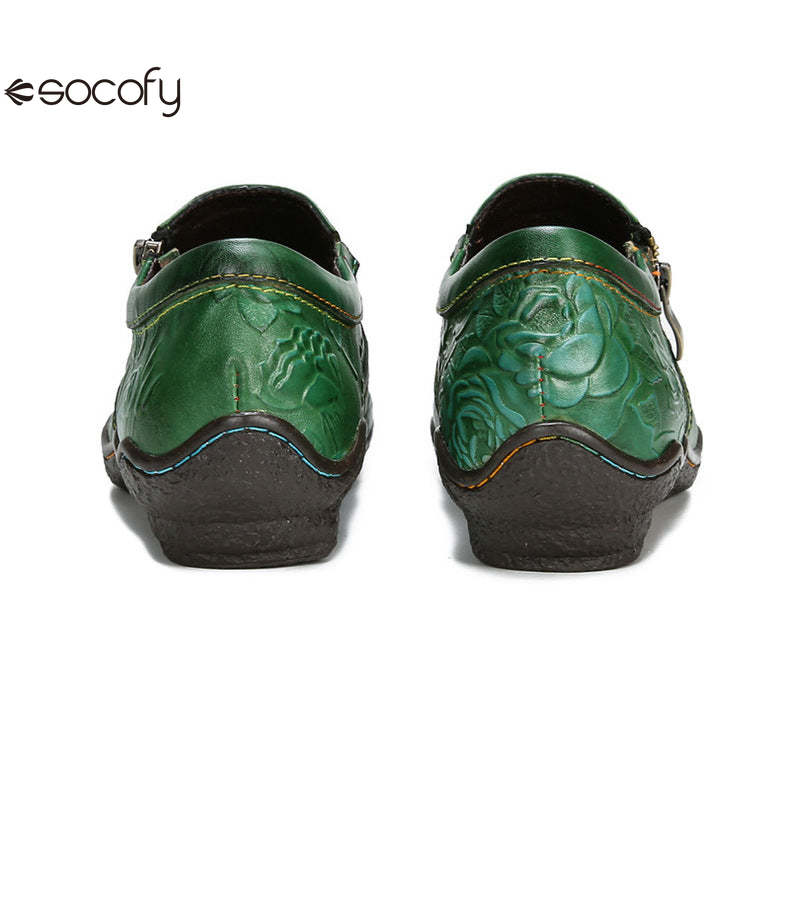 Socofy Vicconfy Handmade Cowhide Simple Women's Fashion Single Shoes Flats