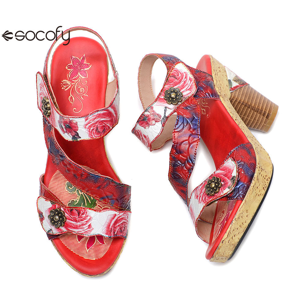 Socofy Vicconfy Vintage Rose Women's Shoes Sandals