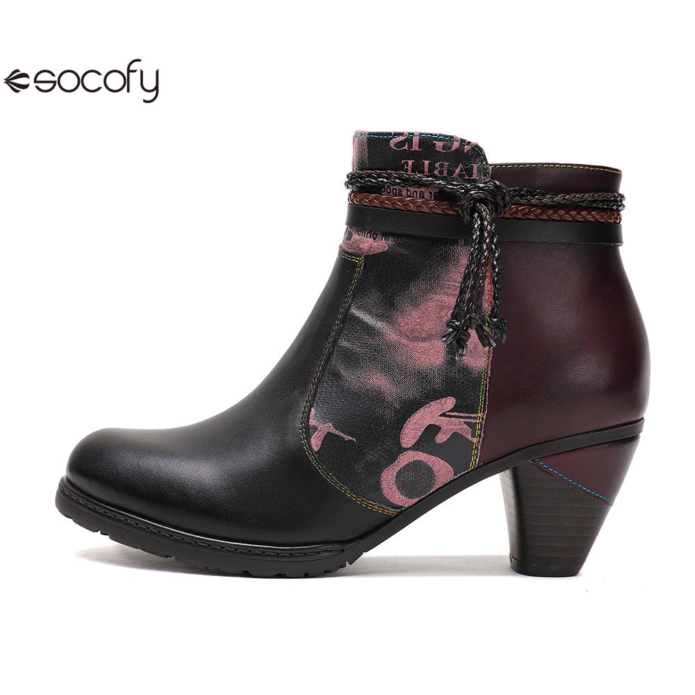 Socofy Vicconfy Head Cowhide Handmade Boots