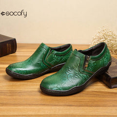 Socofy Vicconfy Handmade Cowhide Simple Women's Fashion Single Shoes Flats