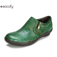 Socofy Vicconfy Handmade Cowhide Simple Women's Fashion Single Shoes Flats