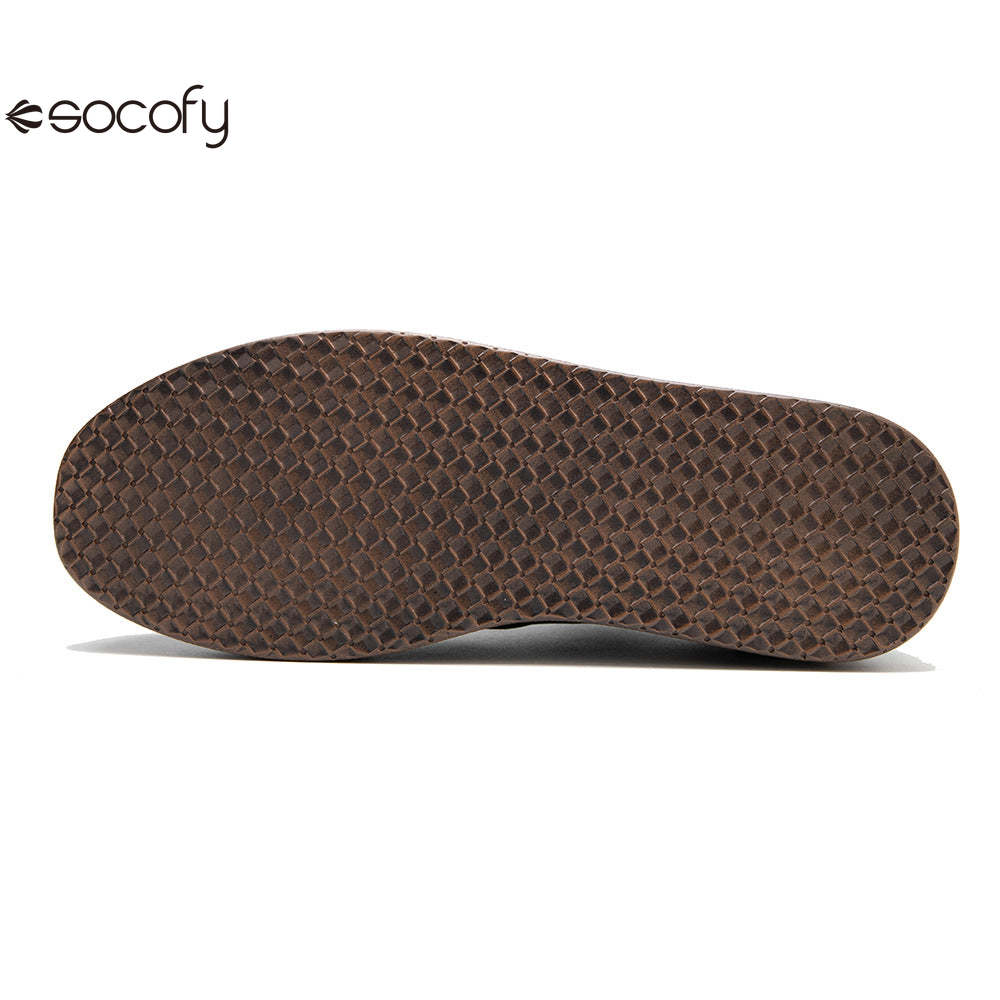 Socofy lace up deco casual shoes retro thick shoes Platform Flats